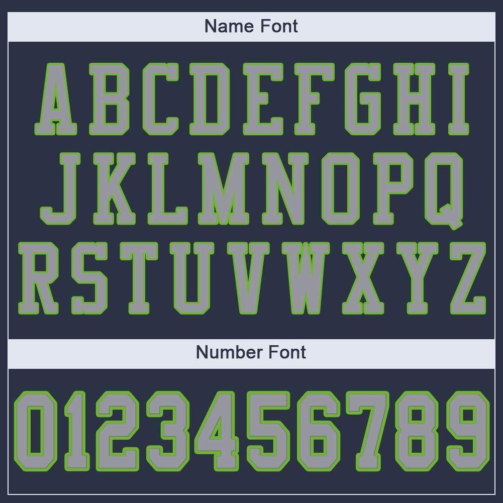 Custom Navy Light Gray-Neon Green Mesh Authentic Football Jersey photo 4