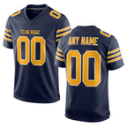Custom Navy Gold-White Mesh Authentic Football Jersey