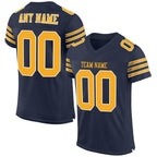 Custom Navy Gold-White Mesh Authentic Football Jersey photo 1