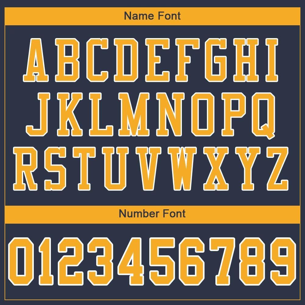 Custom Navy Gold-White Mesh Authentic Football Jersey photo 4
