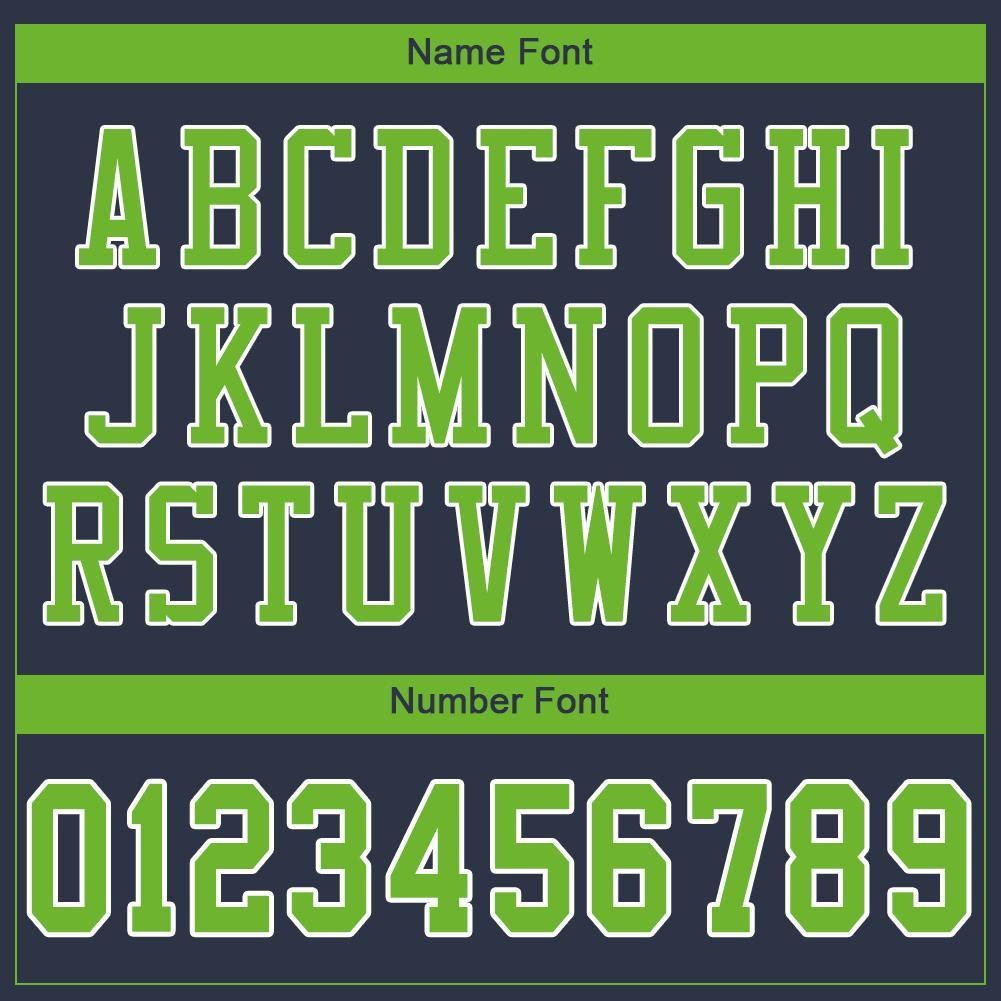 Custom Navy Neon Green-White Mesh Authentic Football Jersey photo 4