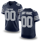Custom Navy Gray-White Mesh Authentic Football Jersey