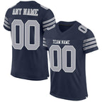 Custom Navy Gray-White Mesh Authentic Football Jersey photo 1