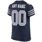 Custom Navy Gray-White Mesh Authentic Football Jersey photo 3