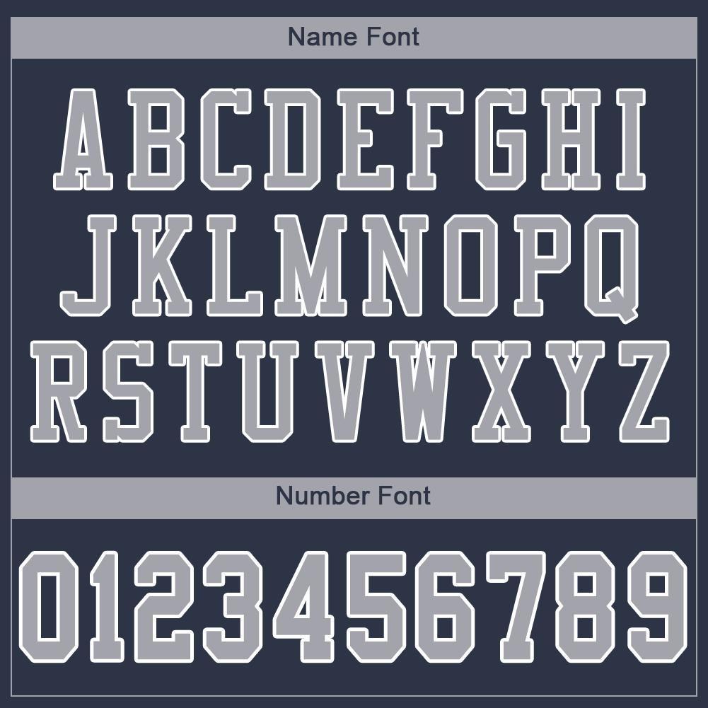 Custom Navy Gray-White Mesh Authentic Football Jersey photo 4