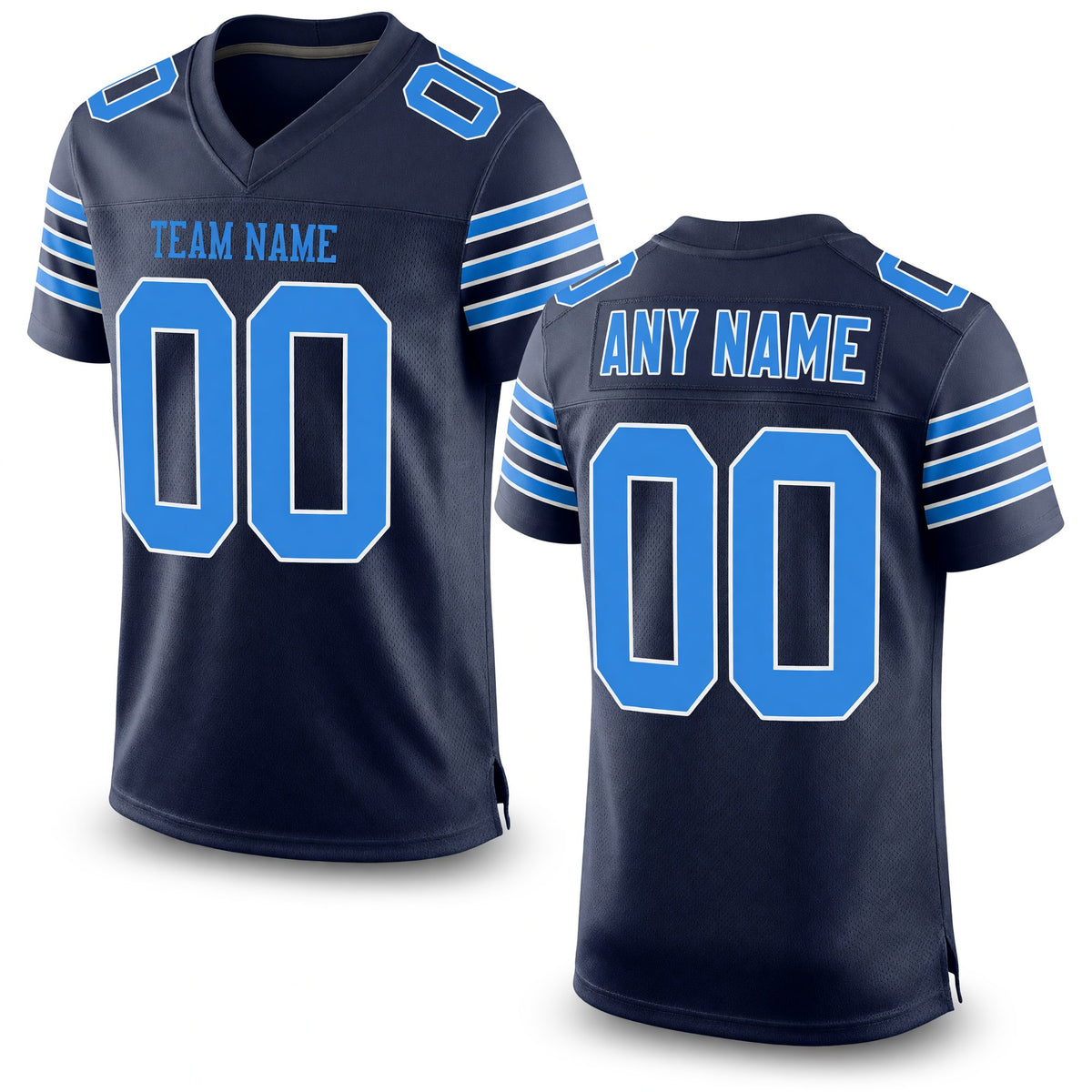 Custom Navy Powder Blue-White Mesh Authentic Football Jersey
