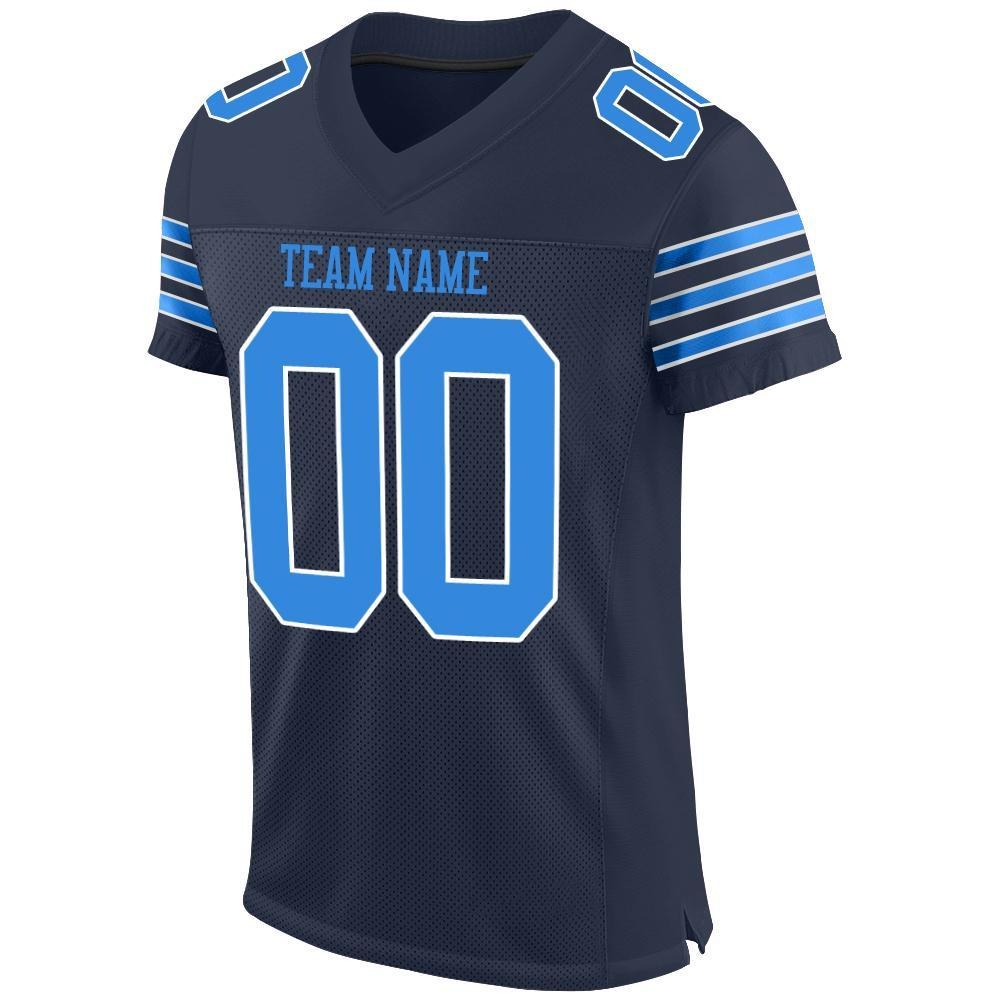 Custom Navy Powder Blue-White Mesh Authentic Football Jersey photo 2