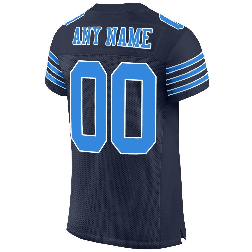 Custom Navy Powder Blue-White Mesh Authentic Football Jersey photo 3