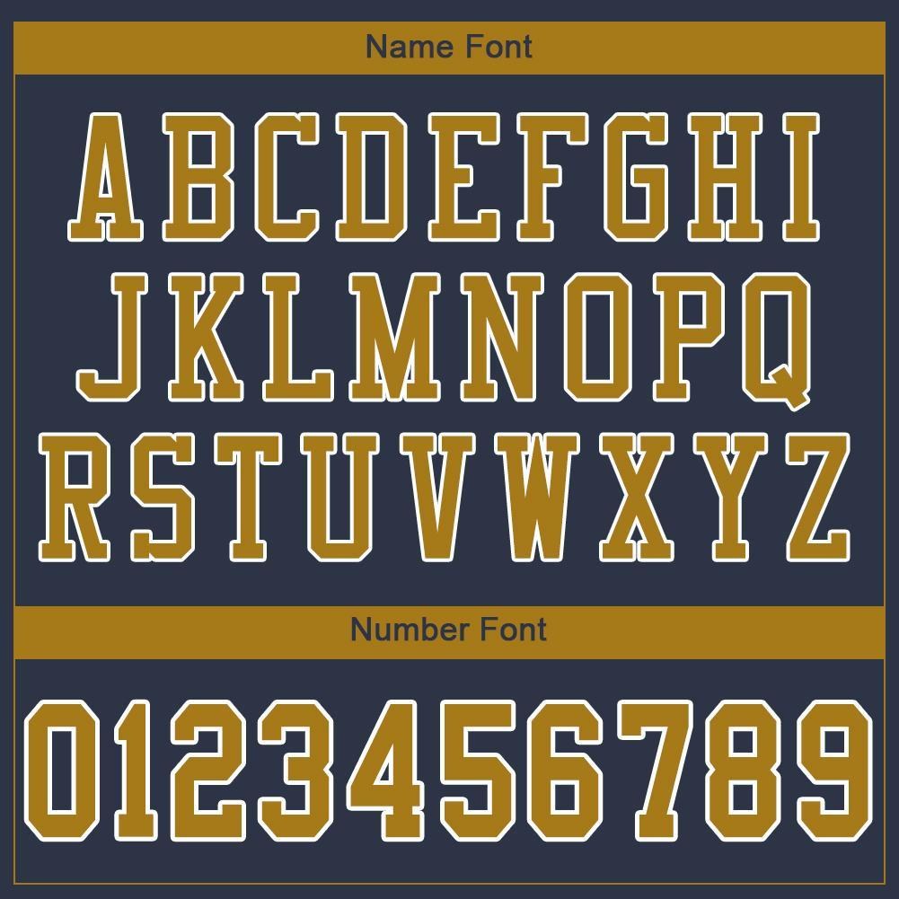 Custom Navy Old Gold-White Mesh Authentic Football Jersey photo 4