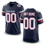 Custom Navy White-Red Mesh Authentic Football Jersey