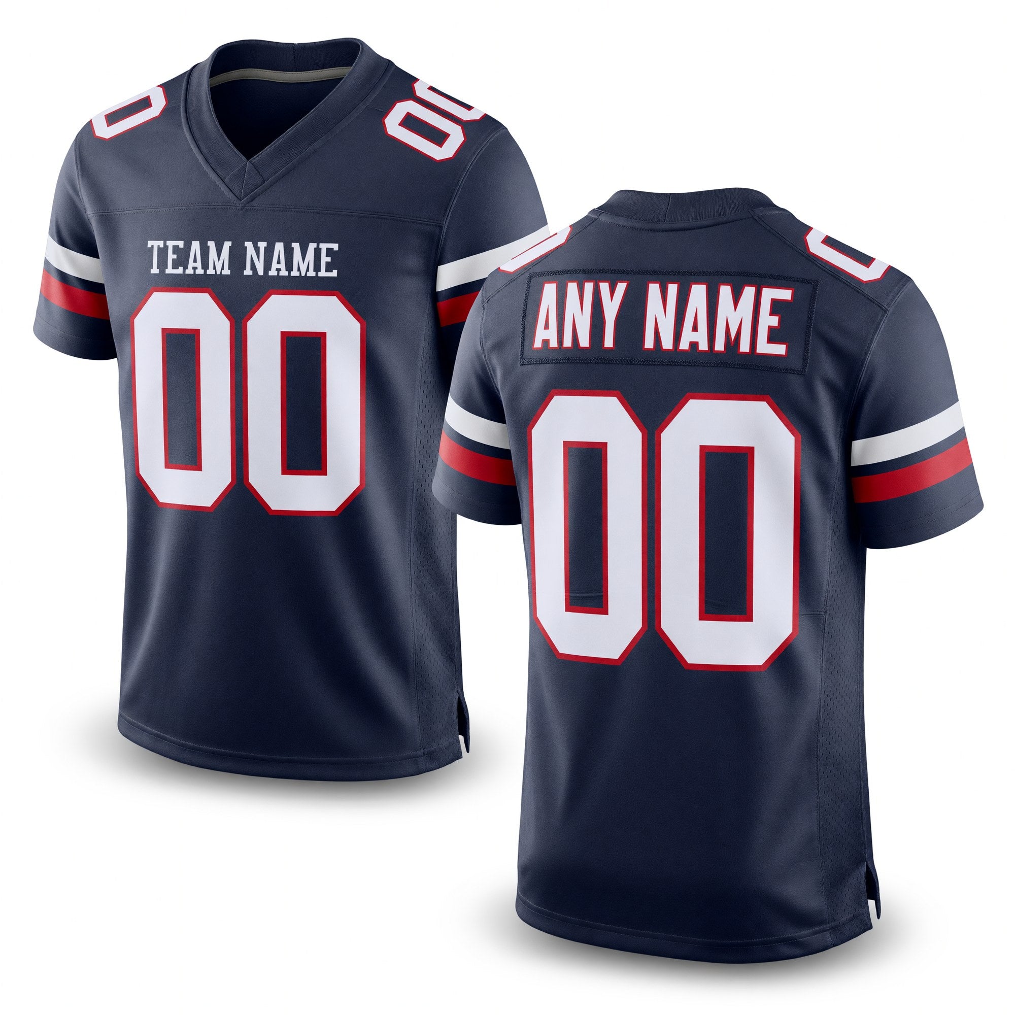 Custom Navy White-Red Mesh Authentic Football Jersey