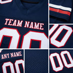 Custom Navy White-Red Mesh Authentic Football Jersey detail