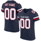 Custom Navy White-Red Mesh Authentic Football Jersey photo 1