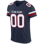 Custom Navy White-Red Mesh Authentic Football Jersey photo 2