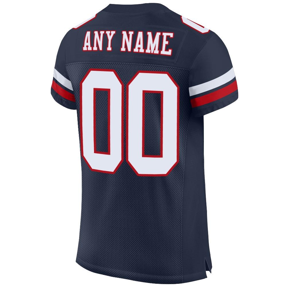 Custom Navy White-Red Mesh Authentic Football Jersey photo 3