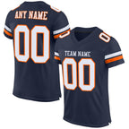 Custom Navy White-Orange Mesh Authentic Football Jersey photo 1