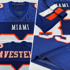 Custom Navy White-Orange Mesh Authentic Football Jersey photo 2