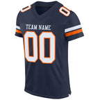 Custom Navy White-Orange Mesh Authentic Football Jersey photo 3