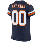 Custom Navy White-Orange Mesh Authentic Football Jersey photo 4