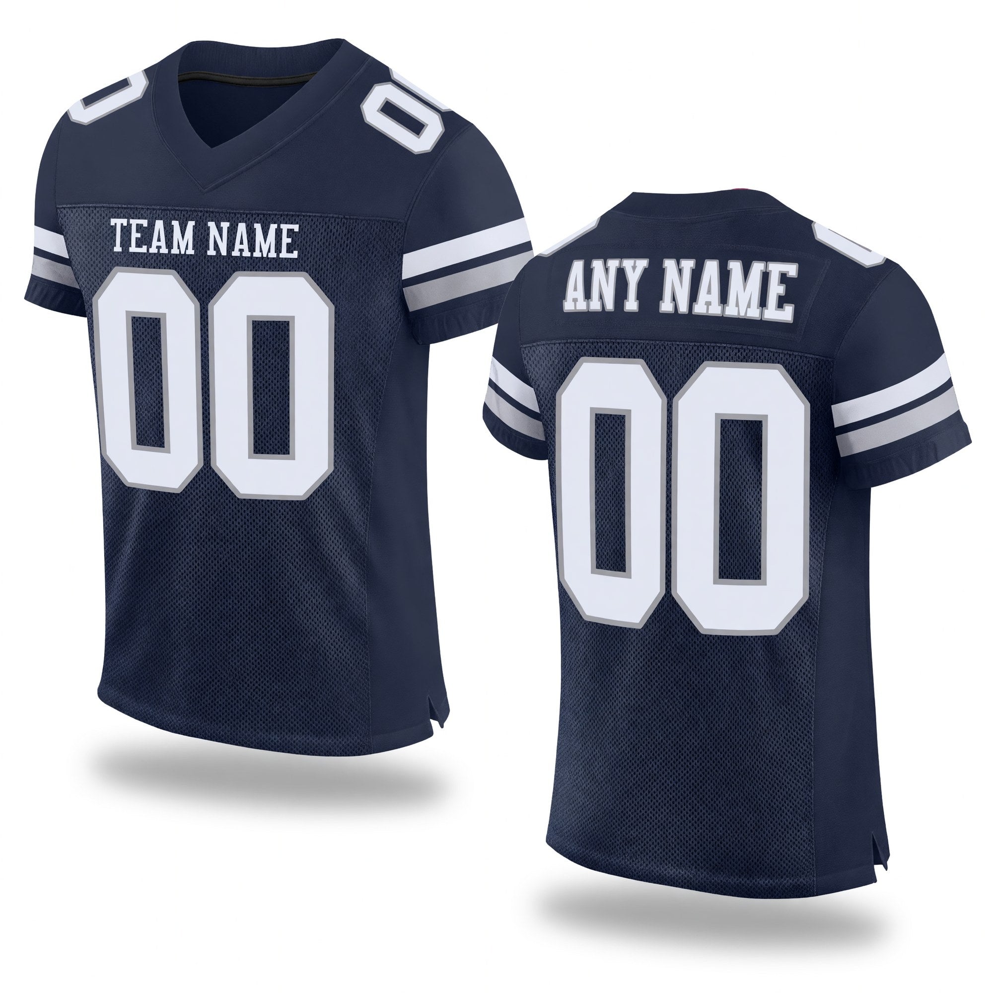 Custom Navy White-Light Gray Mesh Authentic Football Jersey