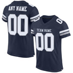 Custom Navy White-Light Gray Mesh Authentic Football Jersey photo 1