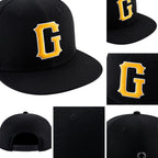Custom Navy Gold-White Stitched Adjustable Snapback Hat detail