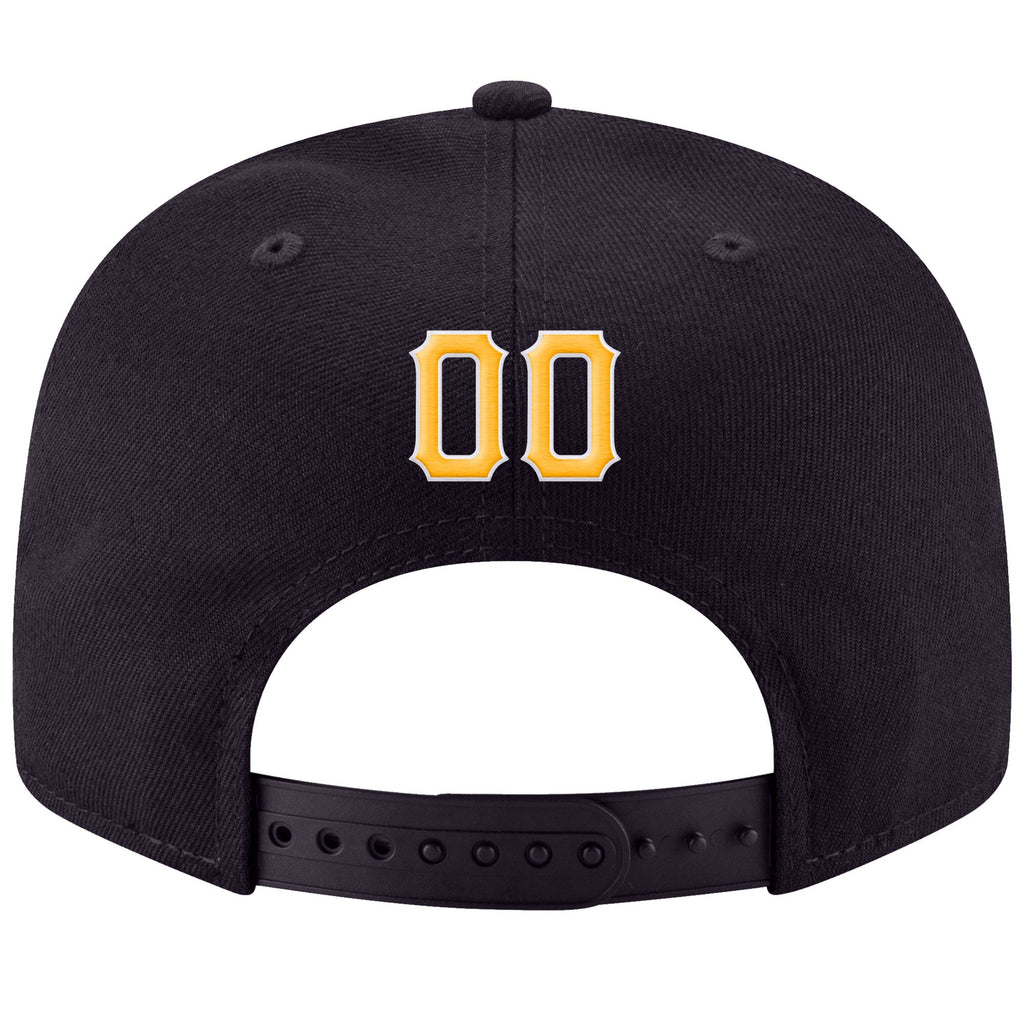 Custom Navy Gold-White Stitched Adjustable Snapback Hat photo 3