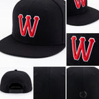 Custom Navy Red-White Stitched Adjustable Snapback Hat detail