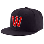 Custom Navy Red-White Stitched Adjustable Snapback Hat photo 1