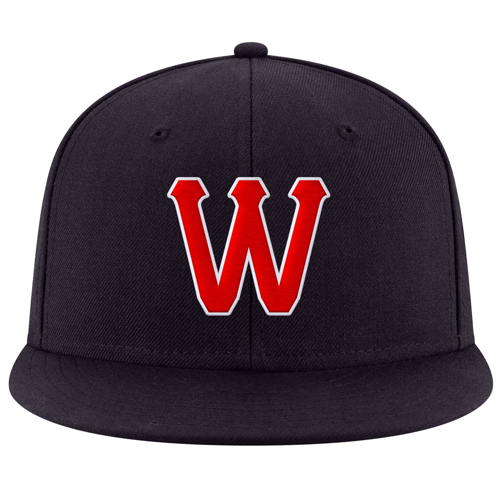 Custom Navy Red-White Stitched Adjustable Snapback Hat photo 2