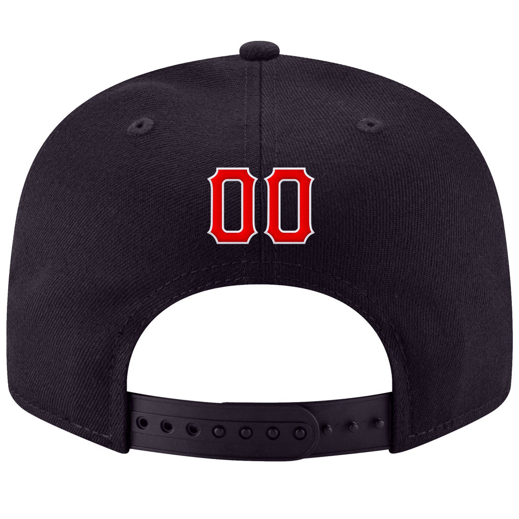 Custom Navy Red-White Stitched Adjustable Snapback Hat photo 3