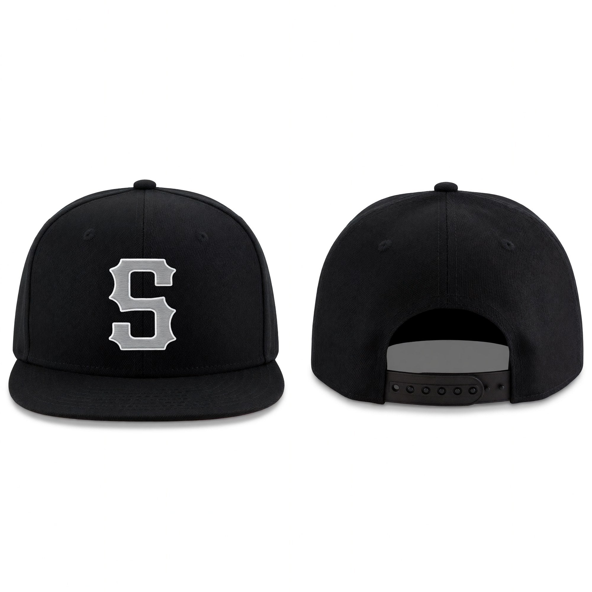 Custom Navy Gray-White Stitched Adjustable Snapback Hat