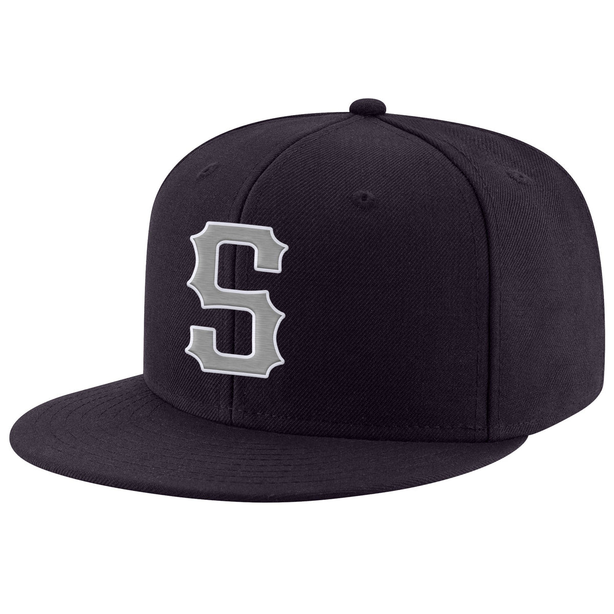 Custom Navy Gray-White Stitched Adjustable Snapback Hat photo 1