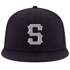 Custom Navy Gray-White Stitched Adjustable Snapback Hat photo 2