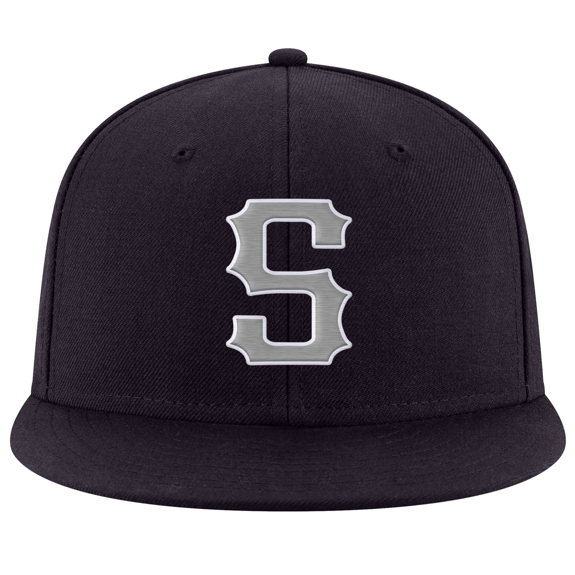 Custom Navy Gray-White Stitched Adjustable Snapback Hat photo 2