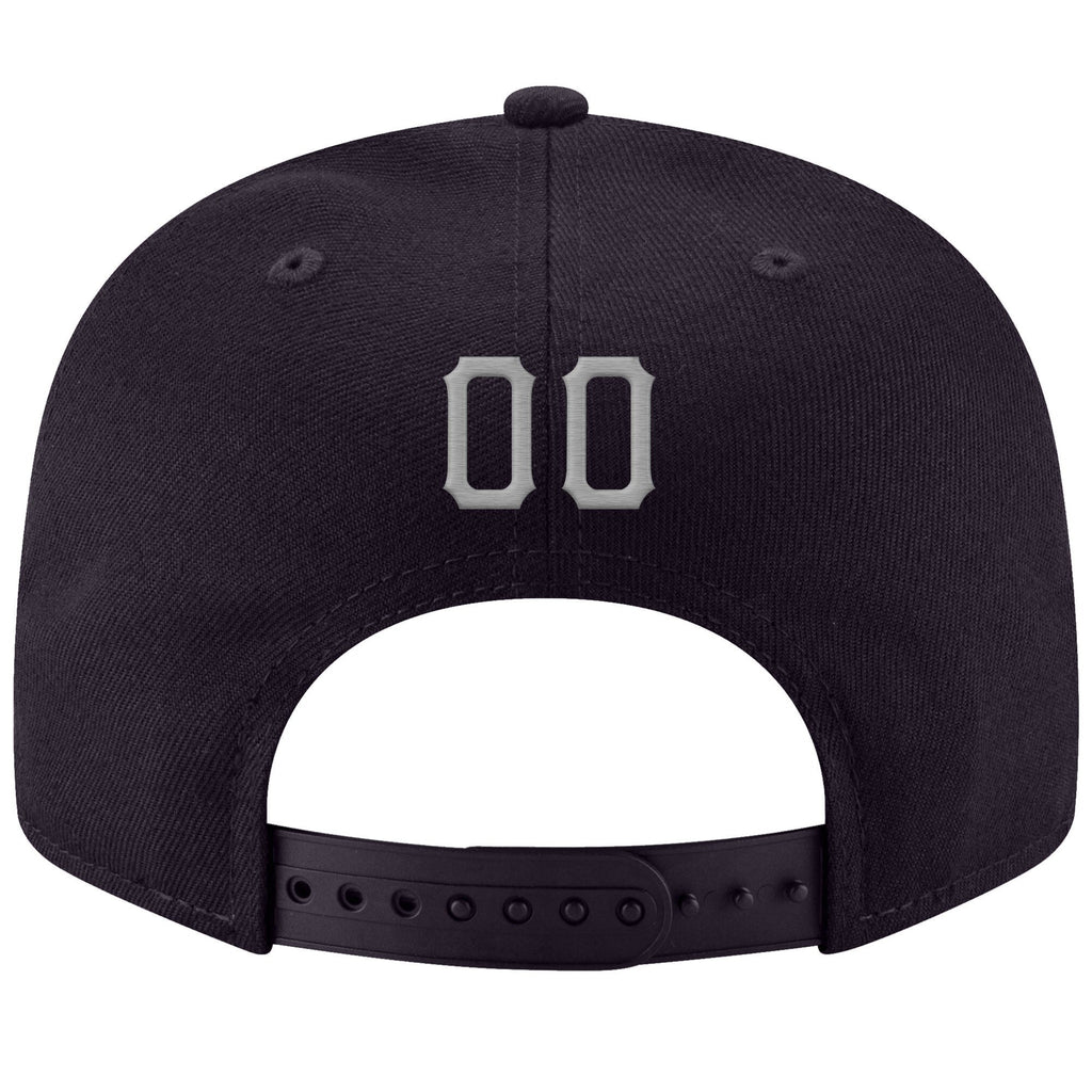 Custom Navy Gray-White Stitched Adjustable Snapback Hat photo 3