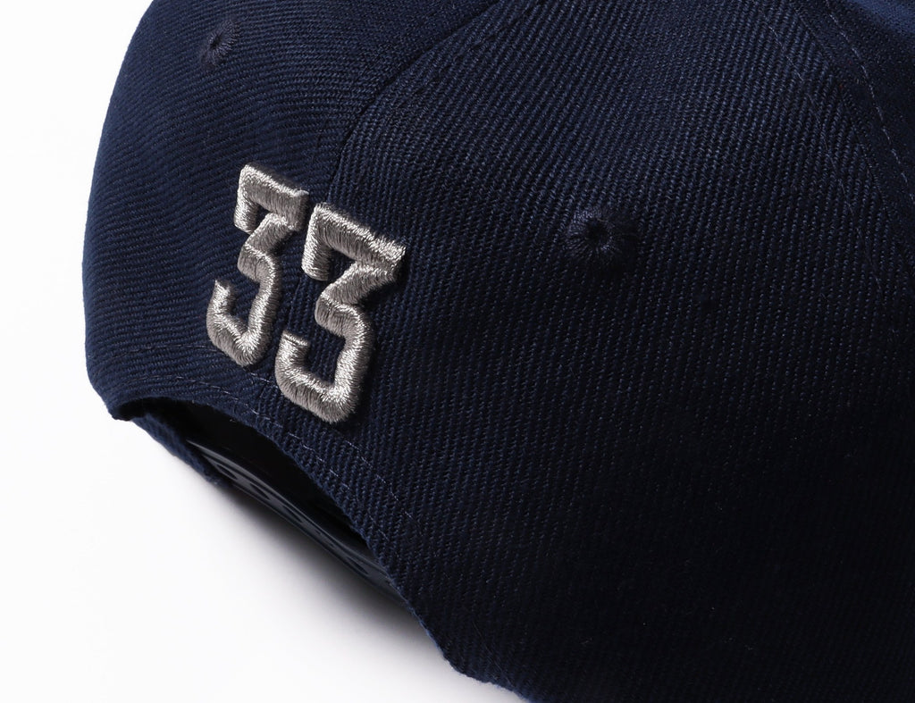 Custom Navy Gray-White Stitched Adjustable Snapback Hat photo 7