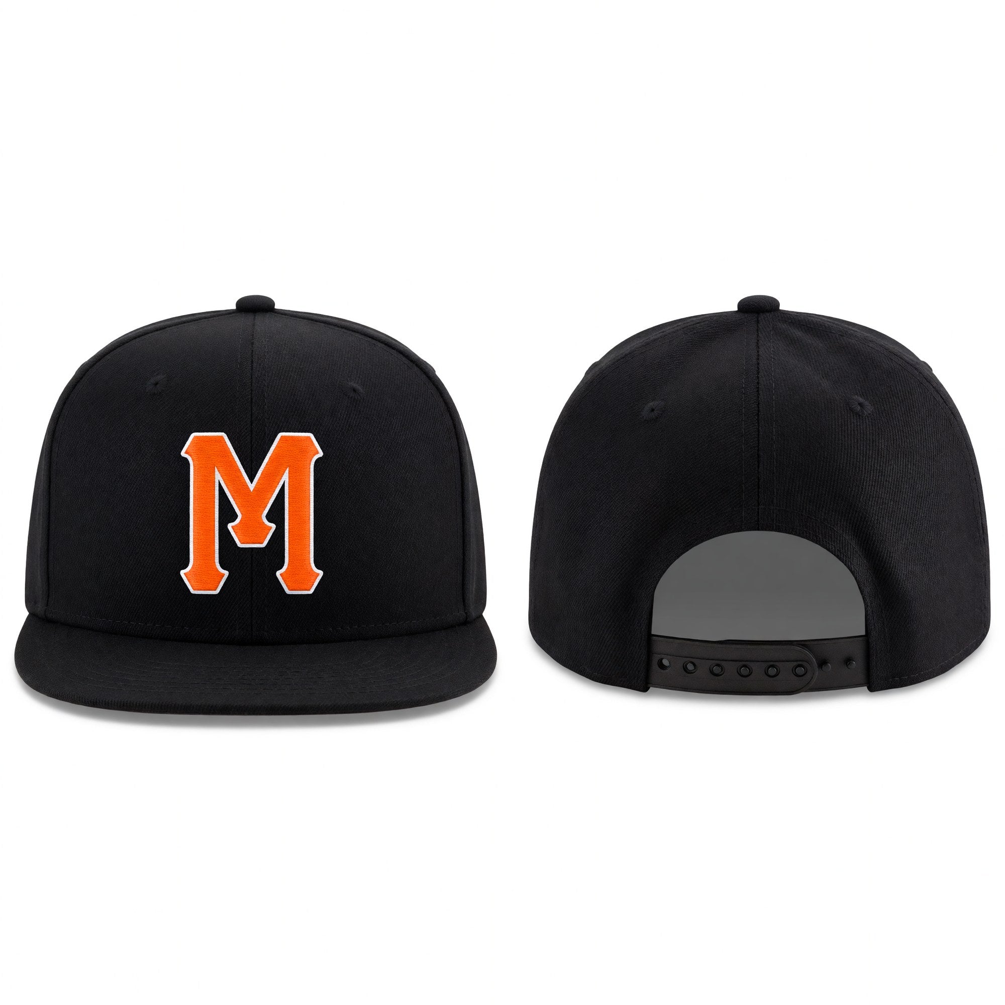 Custom Navy Orange-White Stitched Adjustable Snapback Hat
