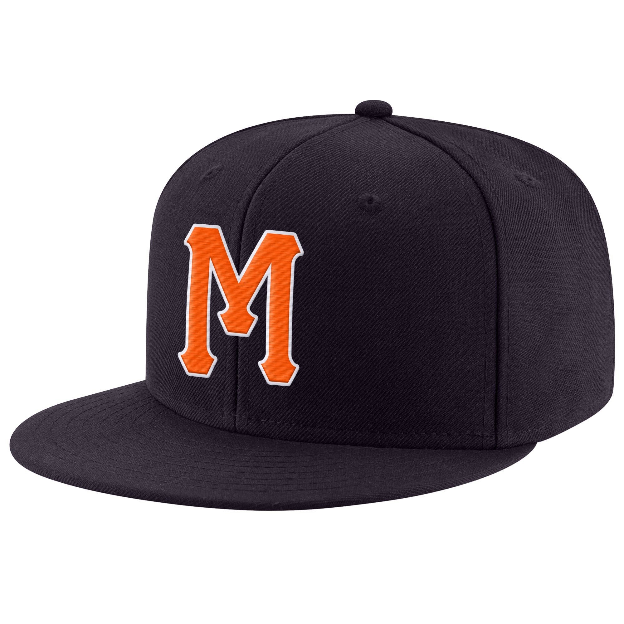 Custom Navy Orange-White Stitched Adjustable Snapback Hat photo 1