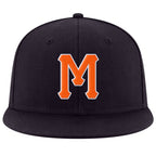 Custom Navy Orange-White Stitched Adjustable Snapback Hat photo 2