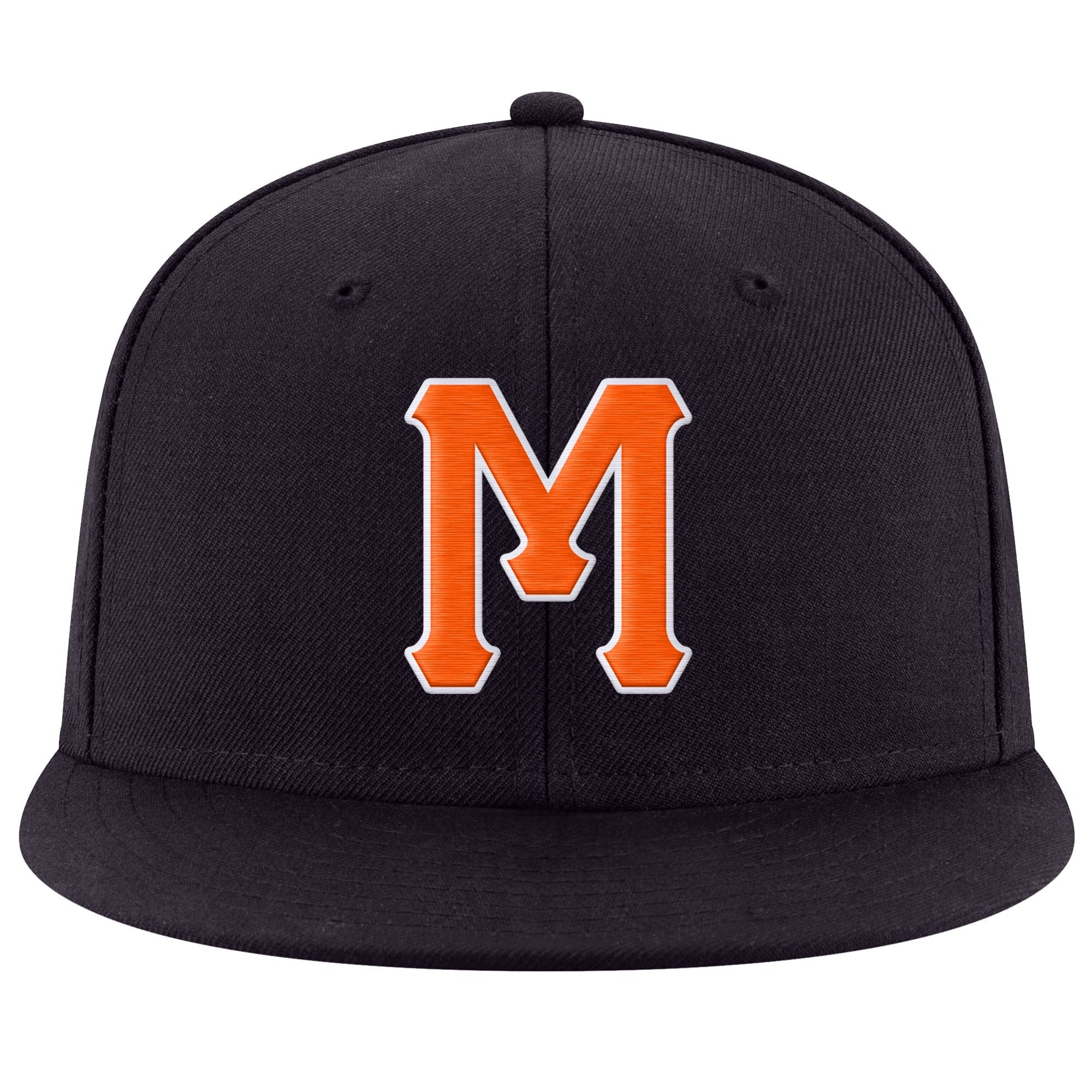 Custom Navy Orange-White Stitched Adjustable Snapback Hat photo 2