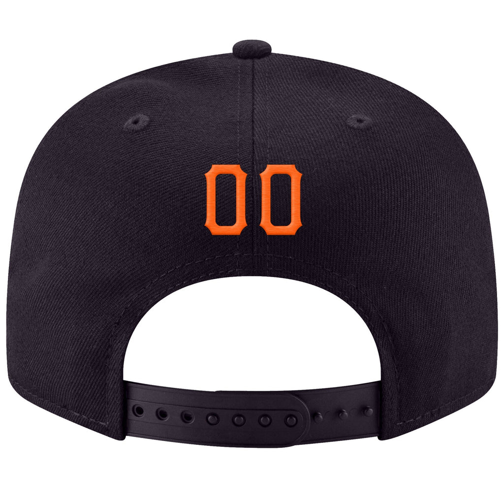 Custom Navy Orange-White Stitched Adjustable Snapback Hat photo 3