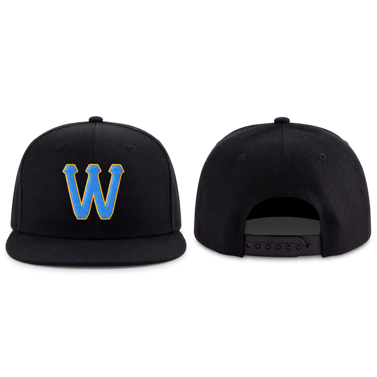 Custom Navy Powder Blue-Gold Stitched Adjustable Snapback Hat