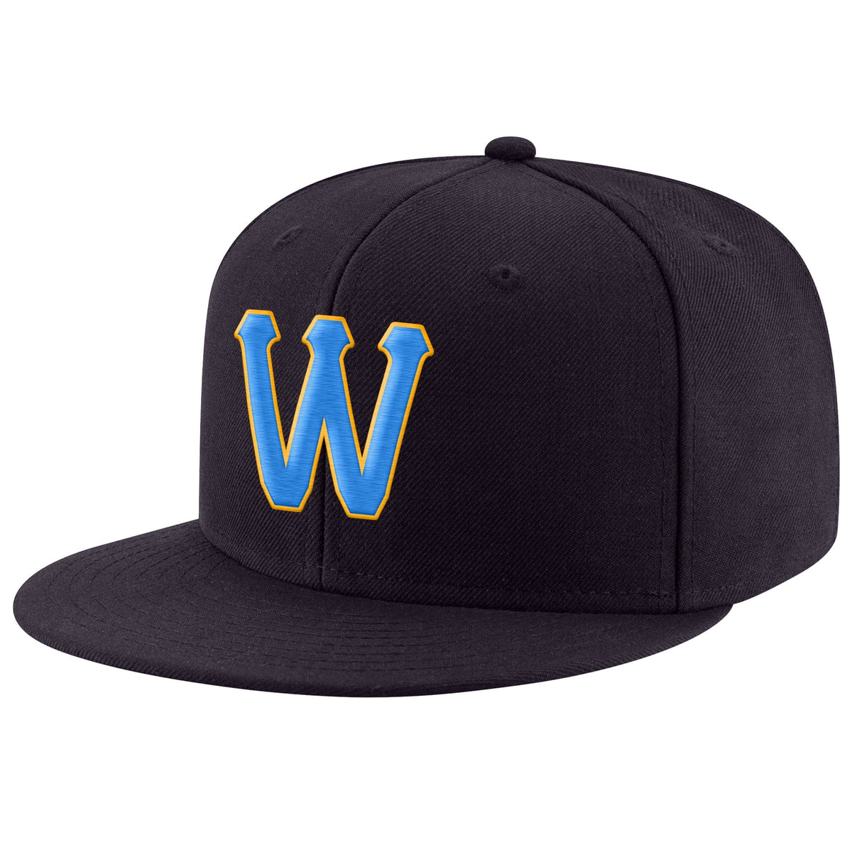 Custom Navy Powder Blue-Gold Stitched Adjustable Snapback Hat photo 1