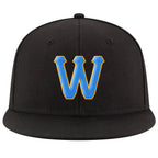 Custom Navy Powder Blue-Gold Stitched Adjustable Snapback Hat photo 2