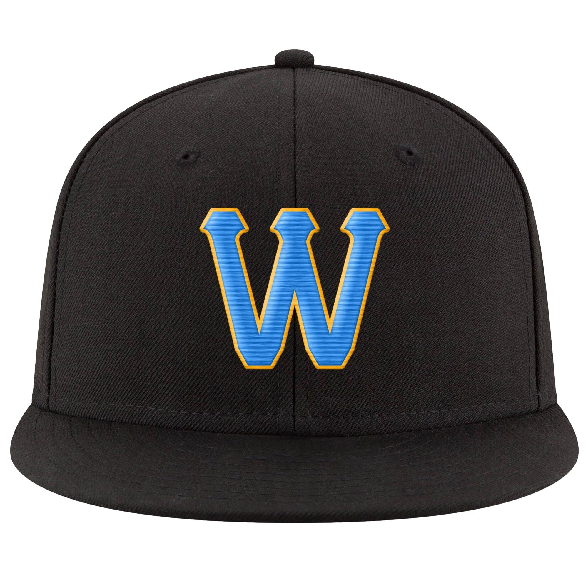 Custom Navy Powder Blue-Gold Stitched Adjustable Snapback Hat photo 2
