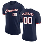 Custom Navy White-Red Performance T-Shirt