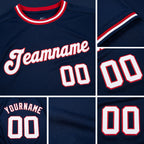 Custom Navy White-Red Performance T-Shirt detail