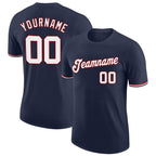 Custom Navy White-Red Performance T-Shirt photo 1