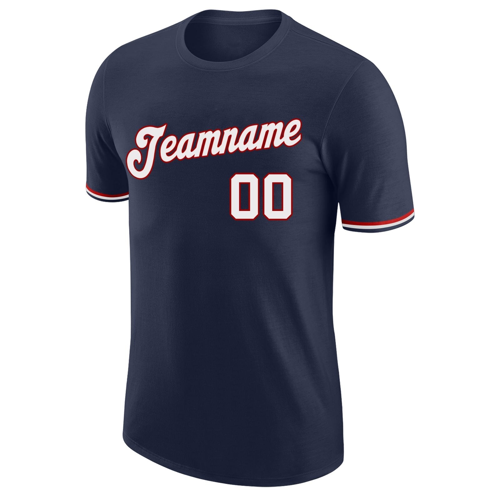 Custom Navy White-Red Performance T-Shirt photo 4